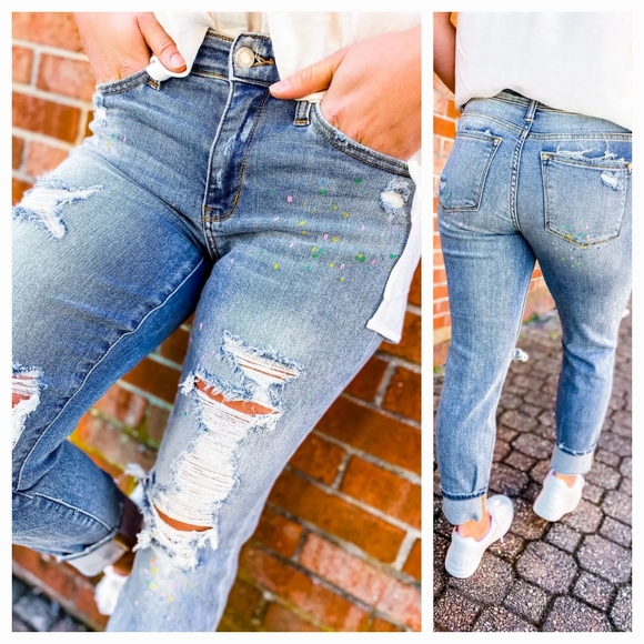 Judy Blue Jeans Judy Blue Paint Splatter Boyfriend Jeans Poshmark